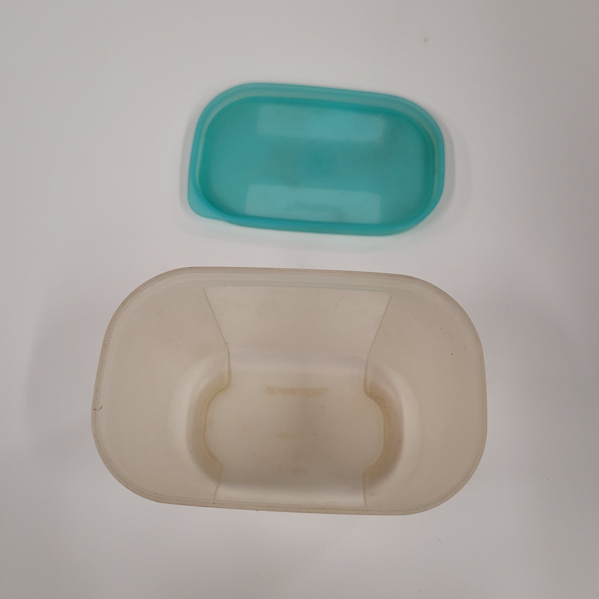 Vintage Tupperware Clear Container 300ml Blue Lid 2087A-2