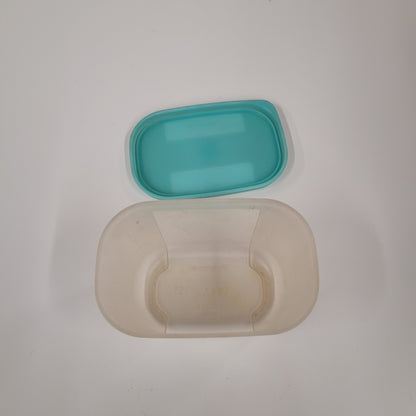 Vintage Tupperware Clear Container 300ml Blue Lid 2087A-4