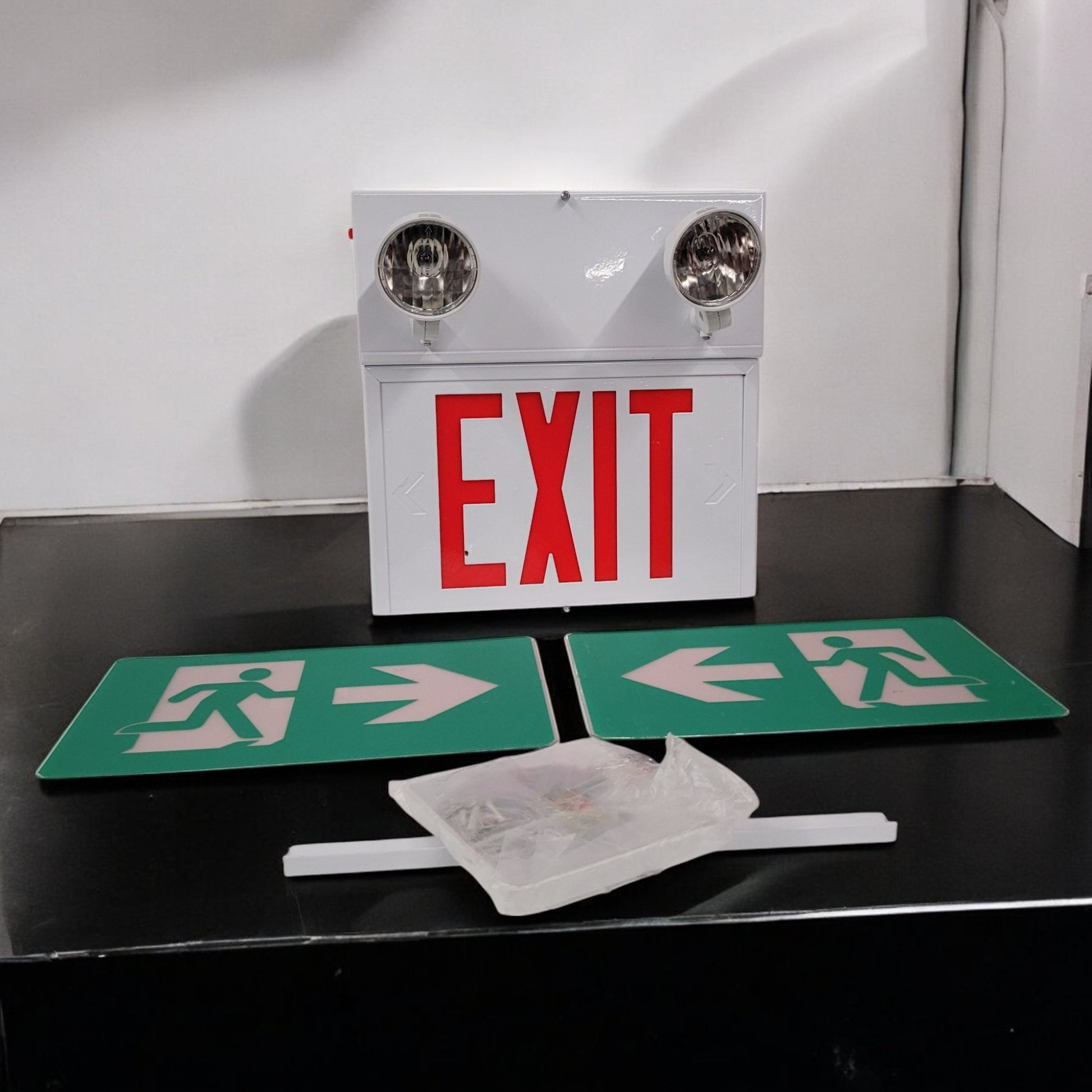 New Stanpro Hardwired Combination Exit Sign Running Man Sign With Emergency Lights