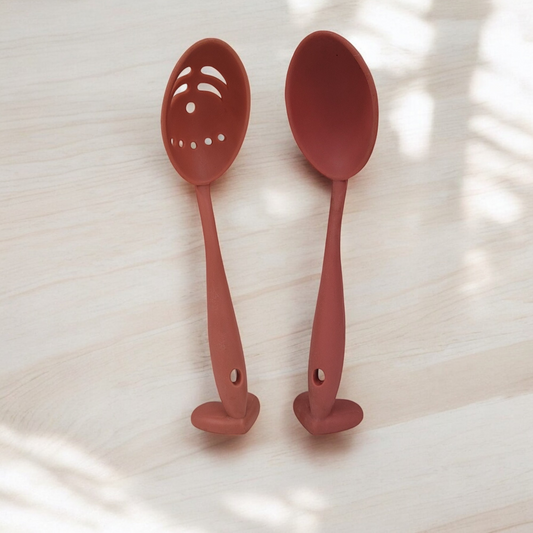 Four Star Vintage Pink Silicone Stand Up Serving Spoon Set