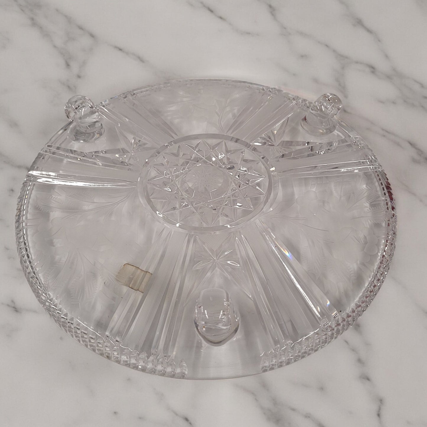 Hand Carved German Lead Crystal Glass Serving Plate 