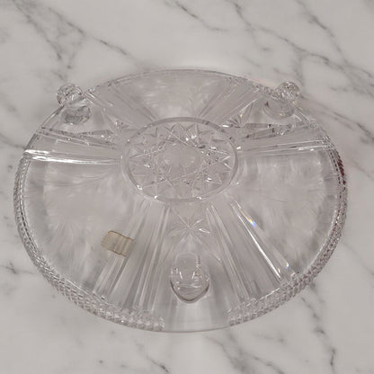 Hand Carved German Lead Crystal Glass Serving Plate 