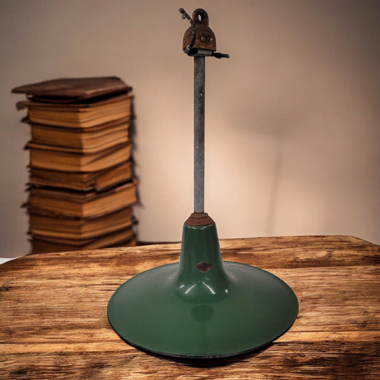 Vintage Green Enamel Metal 16" Barn Light/Shade Light Fixture