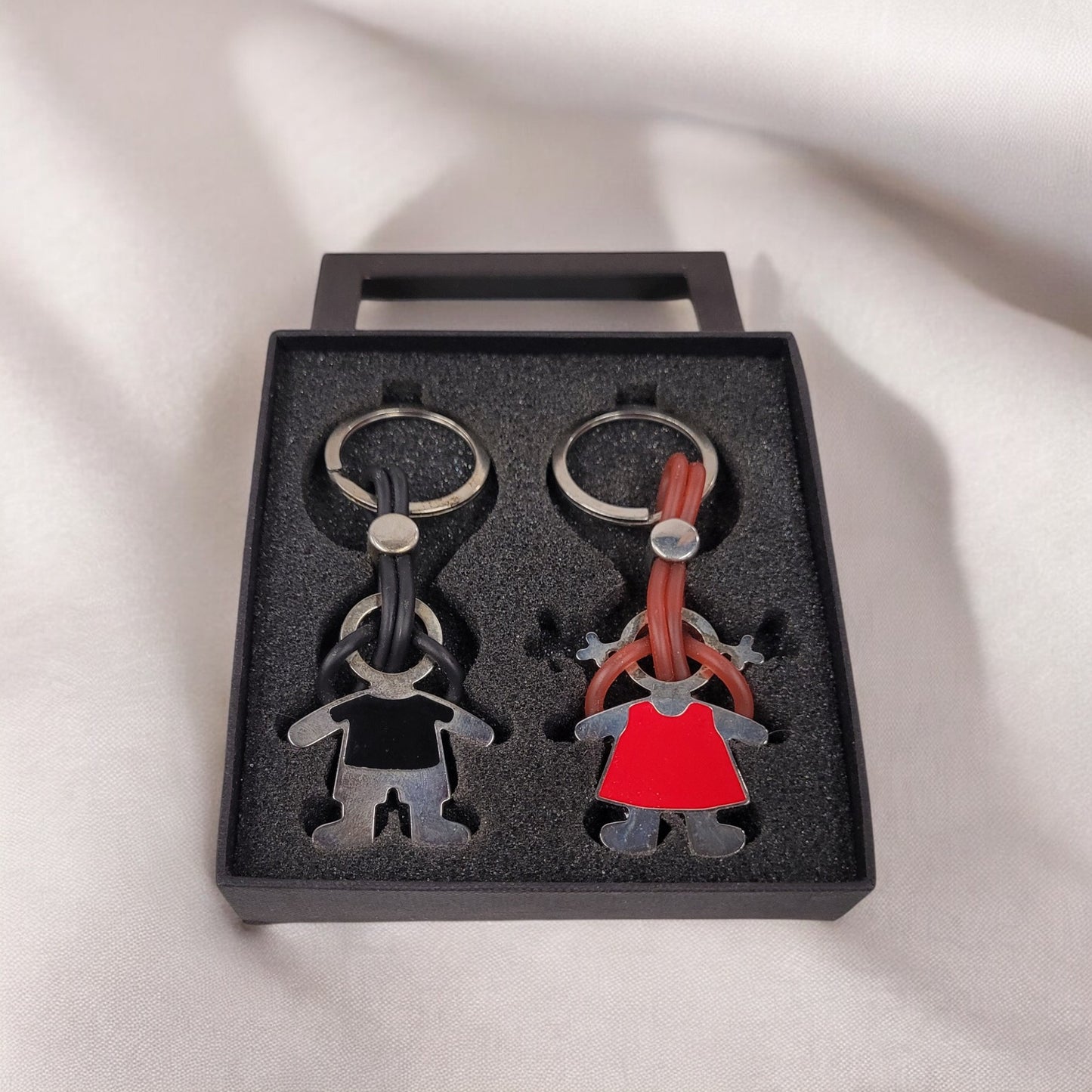 Metal Man And Woman Keychains