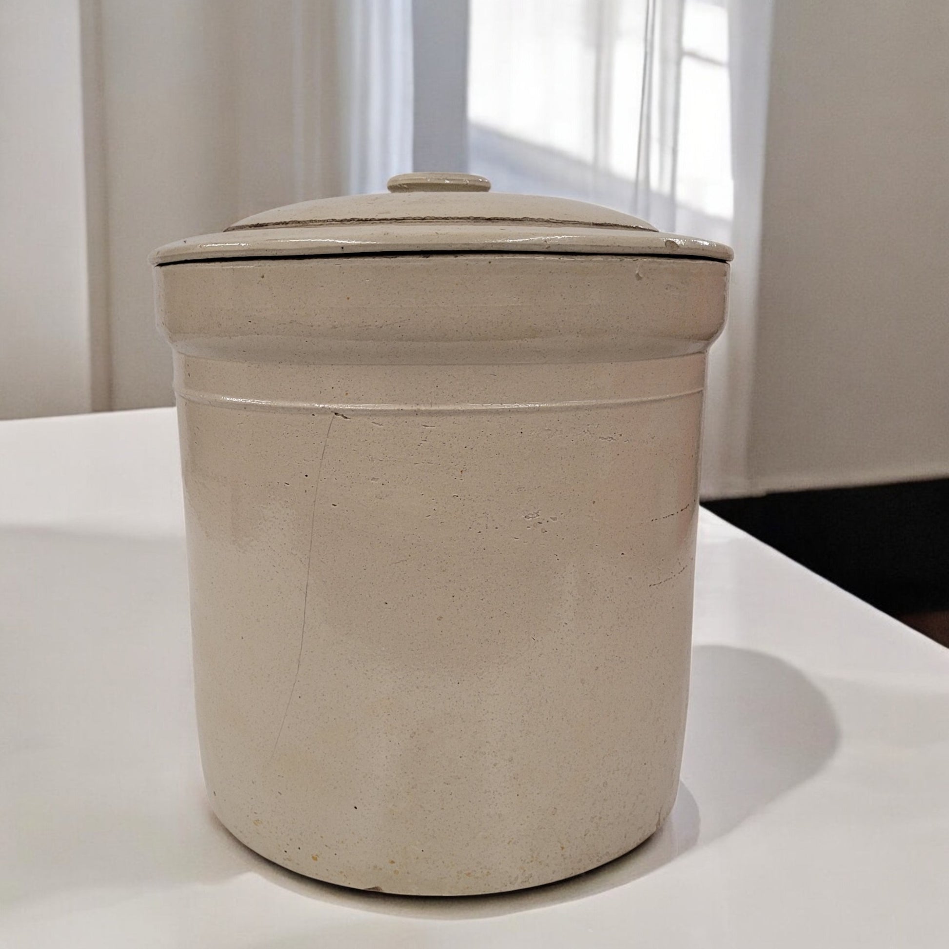 Antique Medalta Stoneware Ltd. 4 Gallon Crock With Lid Medicine Hat Alberta