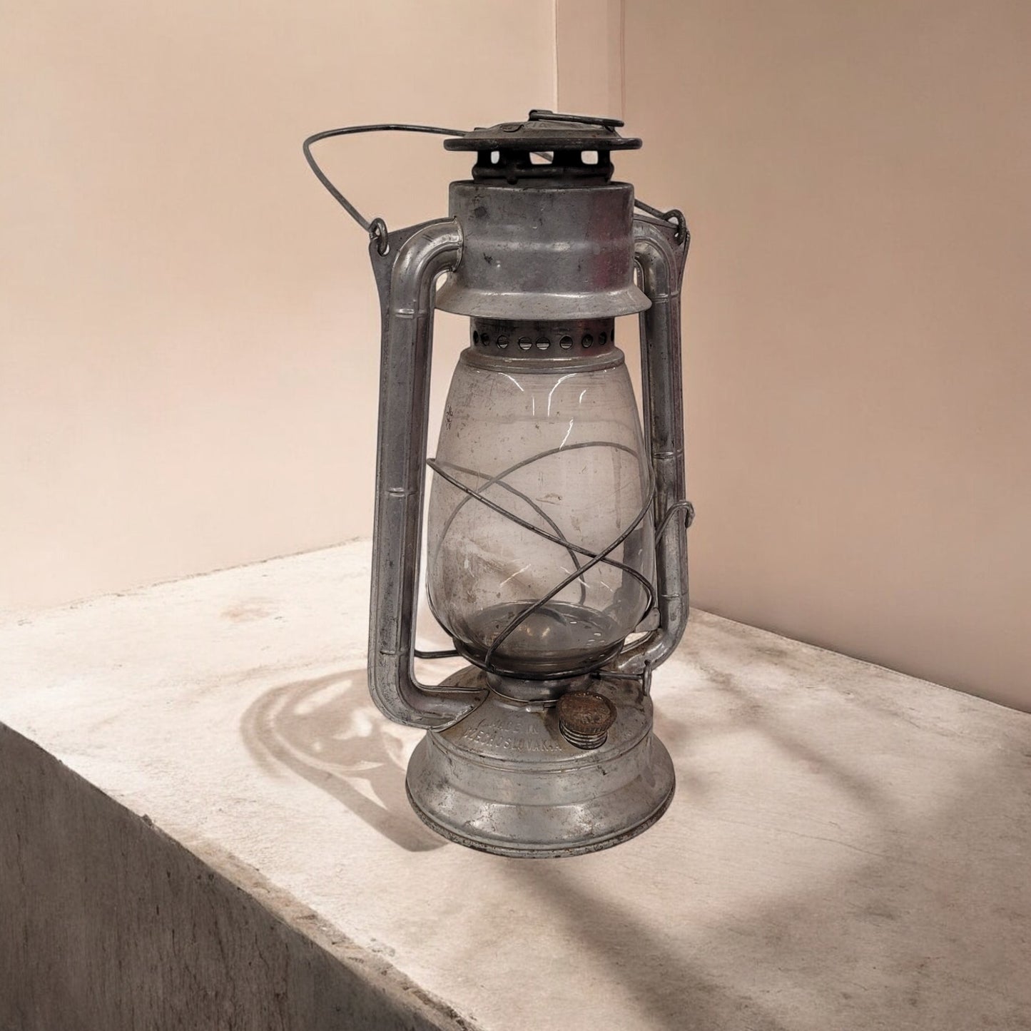 Antique Grey Meva Barn Lantern No 865 Made In Czechoslovakia