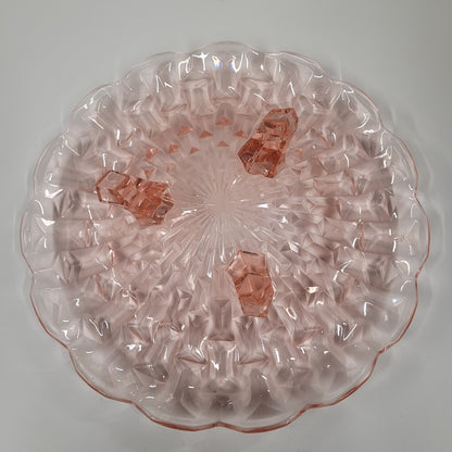 Antique 1930's Pink Jeanette Glass Co. Depression Glass Serving Plate