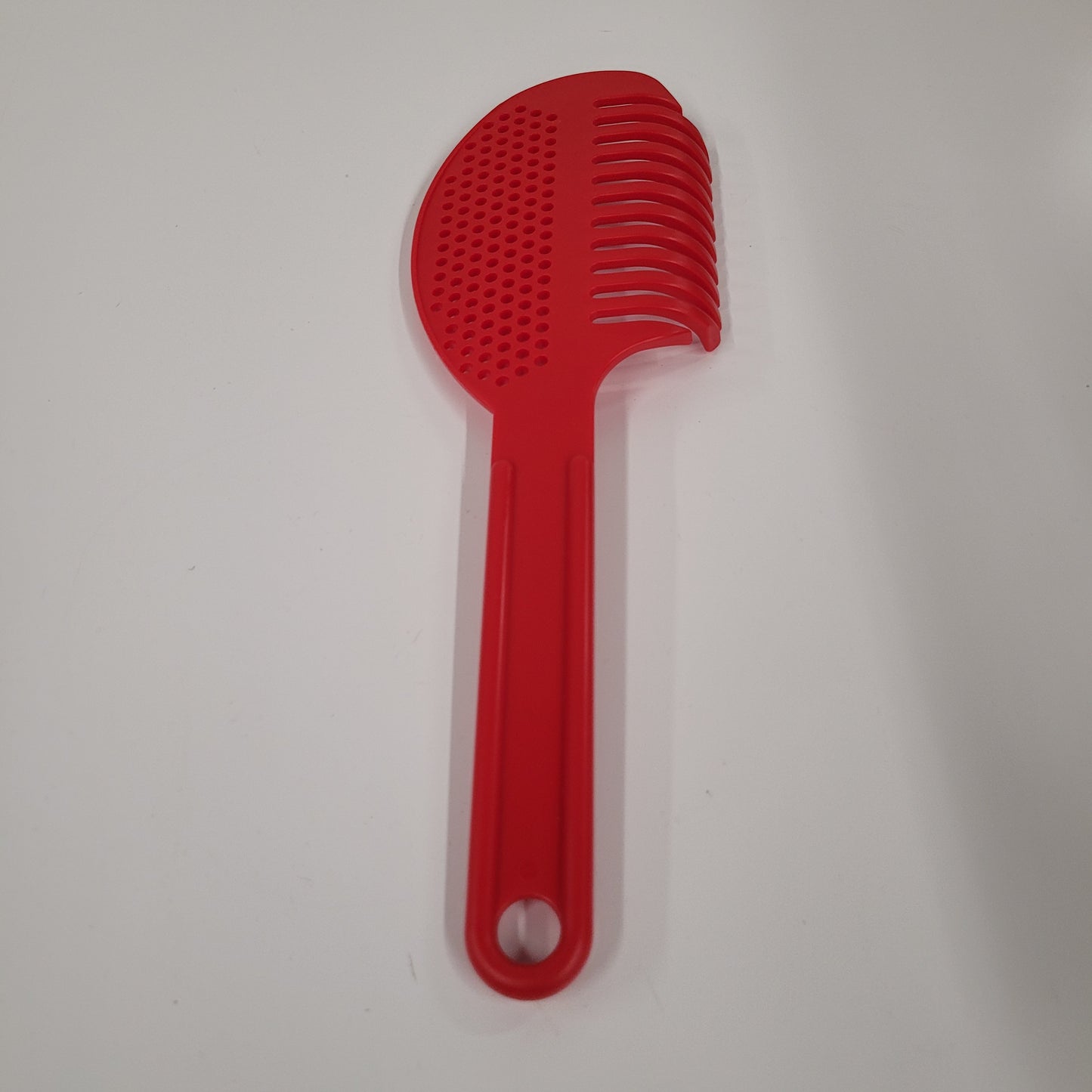 Vintage Red Tupperware Strain-N-Serve Patent Pending Utensil Made In USA