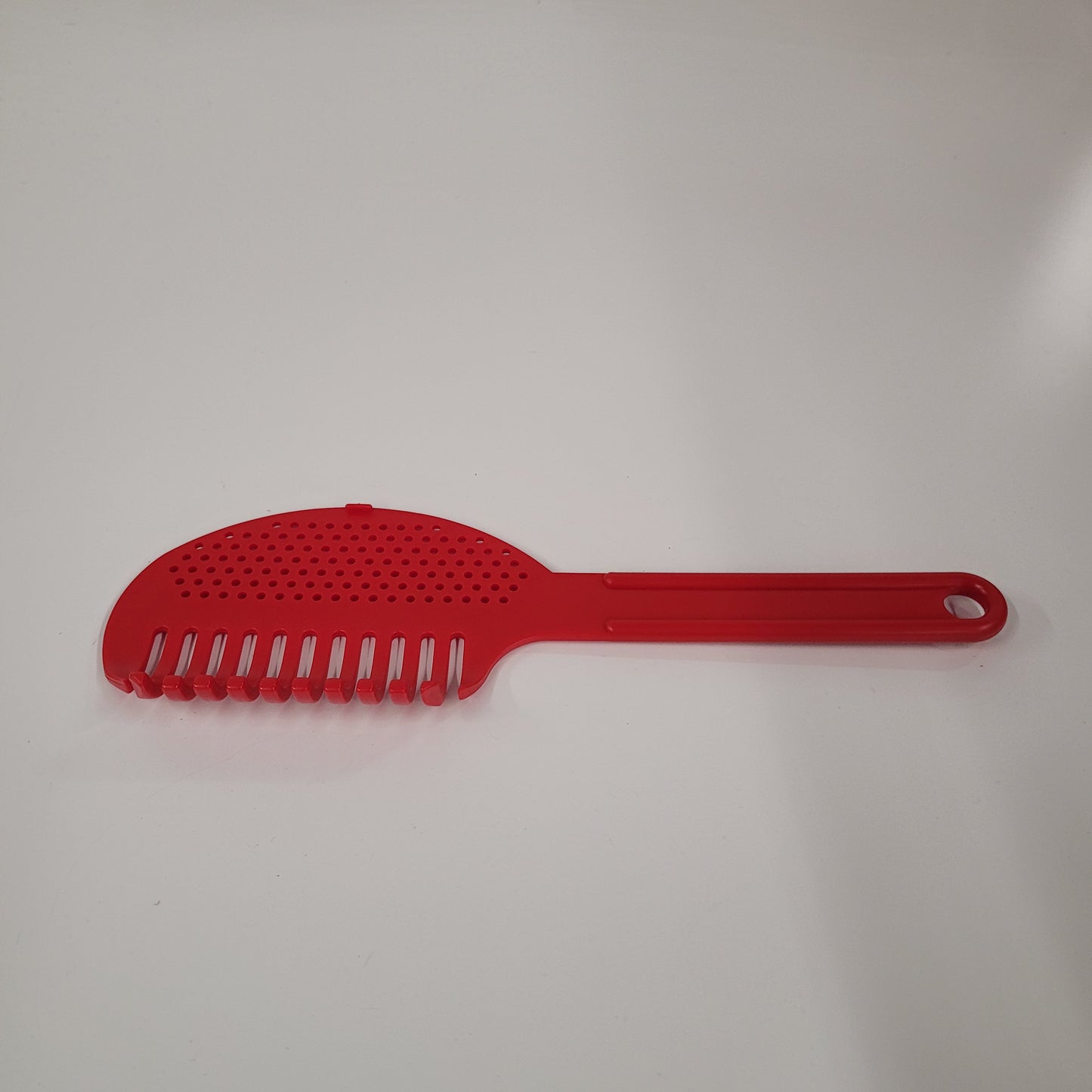 Vintage Red Tupperware Strain-N-Serve Patent Pending Utensil Made In USA