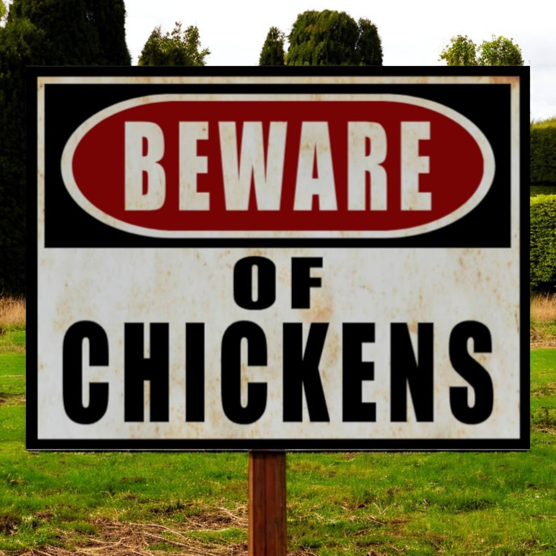 chicken coop sign beware of chickens