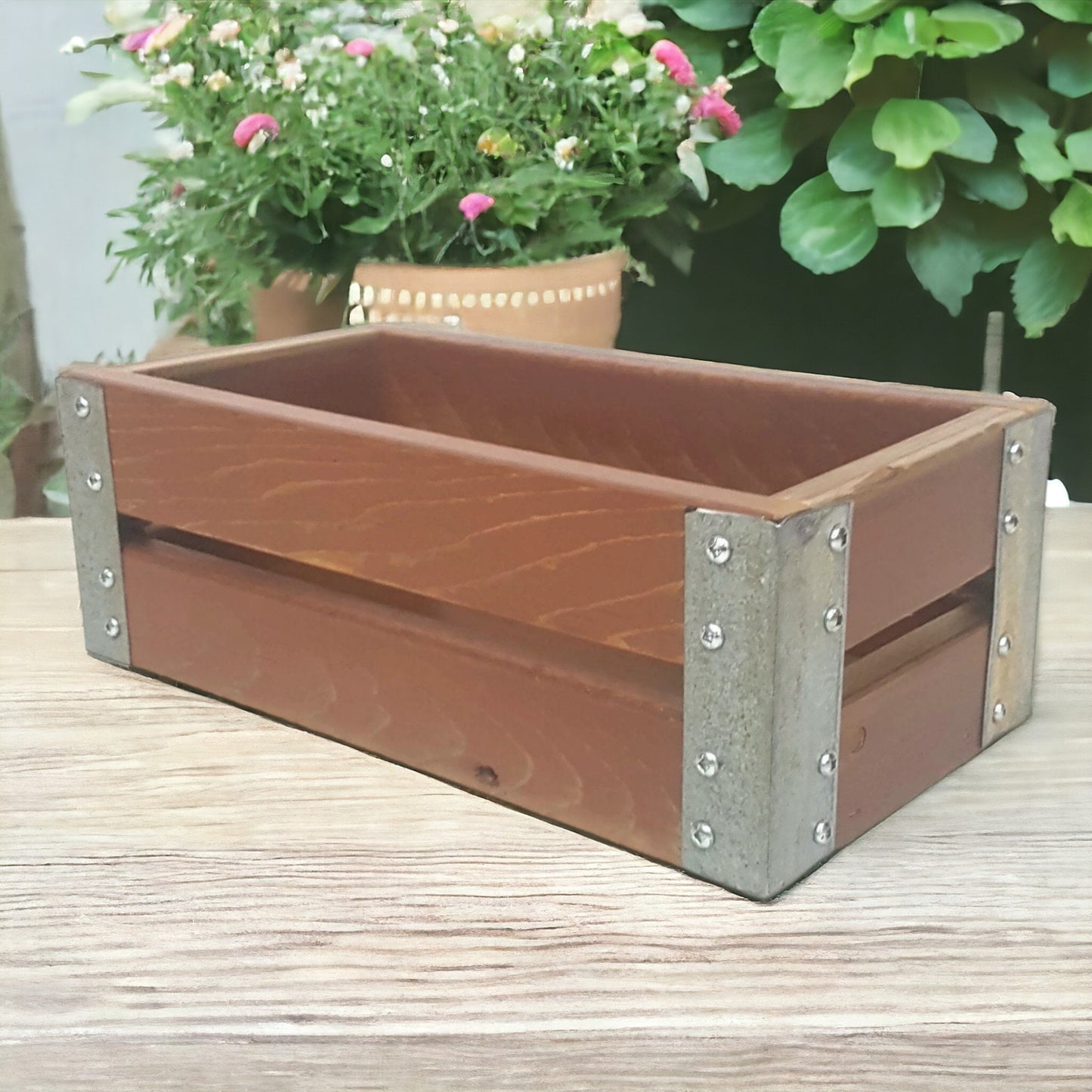 Wooden Crate Utensil Holder Kitchen Organizer