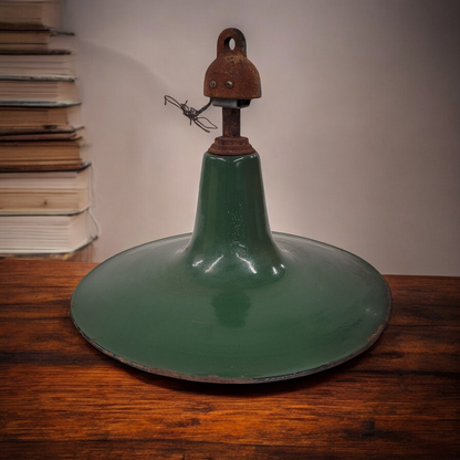 Vintage Green Enamel Metal 16" Barn Light/Shade Light Fixture