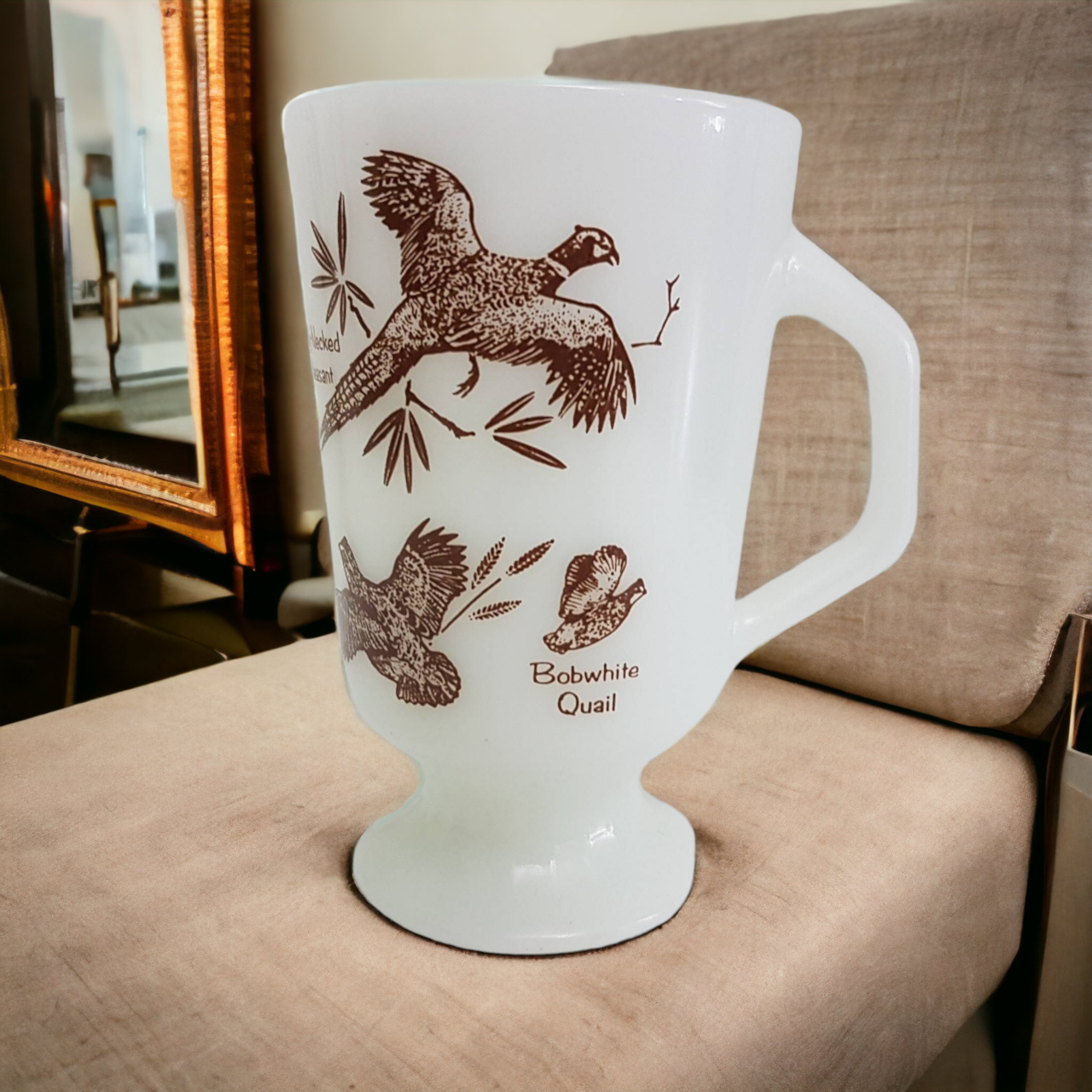 Vinatge Fire King Hunting Mug With Birds In Flight