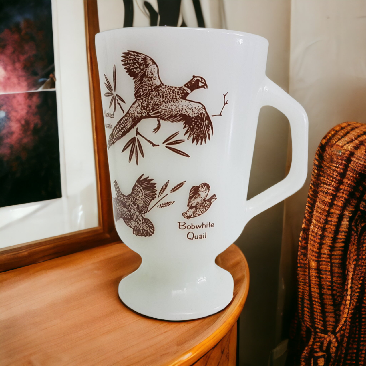 Vinatge Fire King Hunting Mug With Birds In Flight