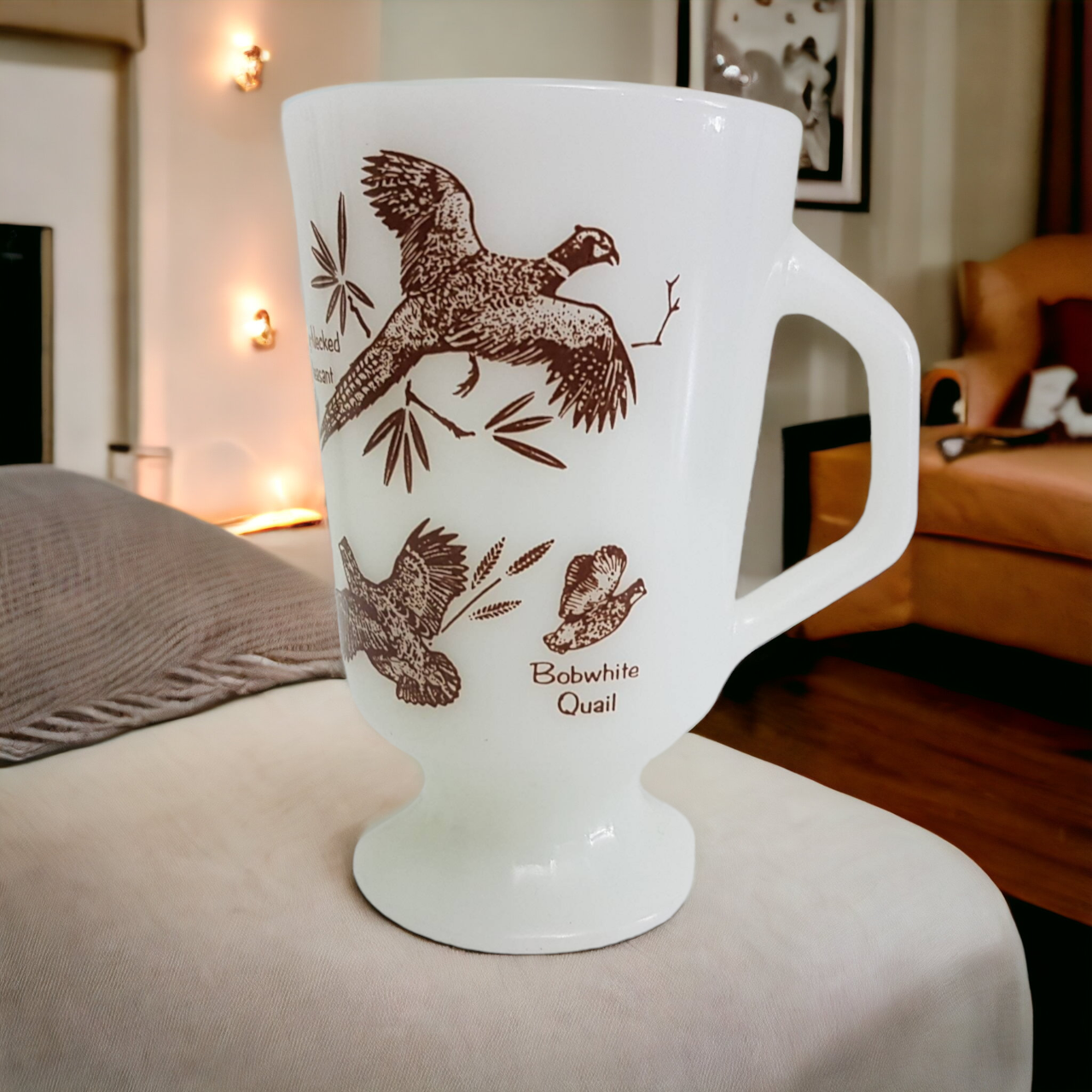 Vinatge Fire King Hunting Mug With Birds In Flight