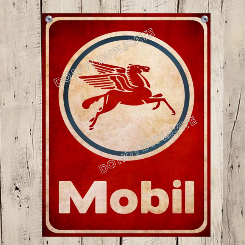Mobil Oil Rustic Garage Sign Pegasus - laminated poster
