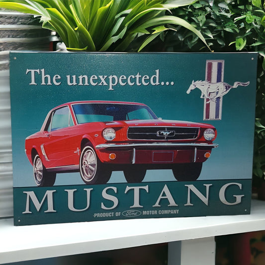 Vintage Tin Ford Mustang Car Sign 