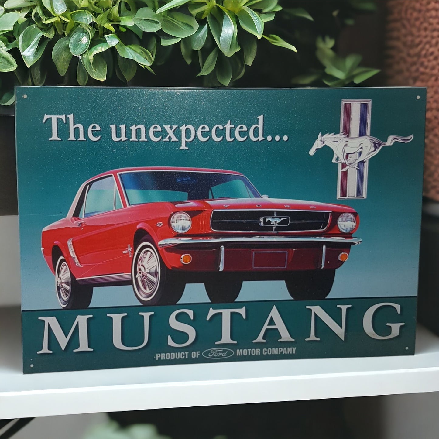 Vintage Tin Ford Mustang Car Sign 