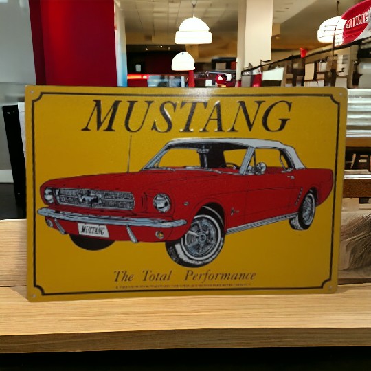 Vintage Tin Ford Mustang Car Sign