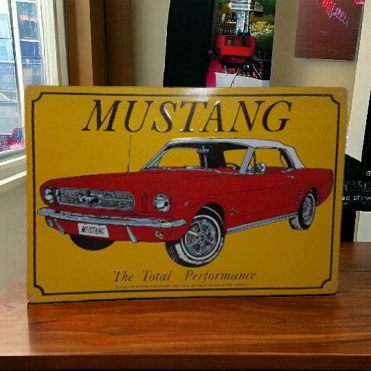 Vintage Tin Ford Mustang Car Sign