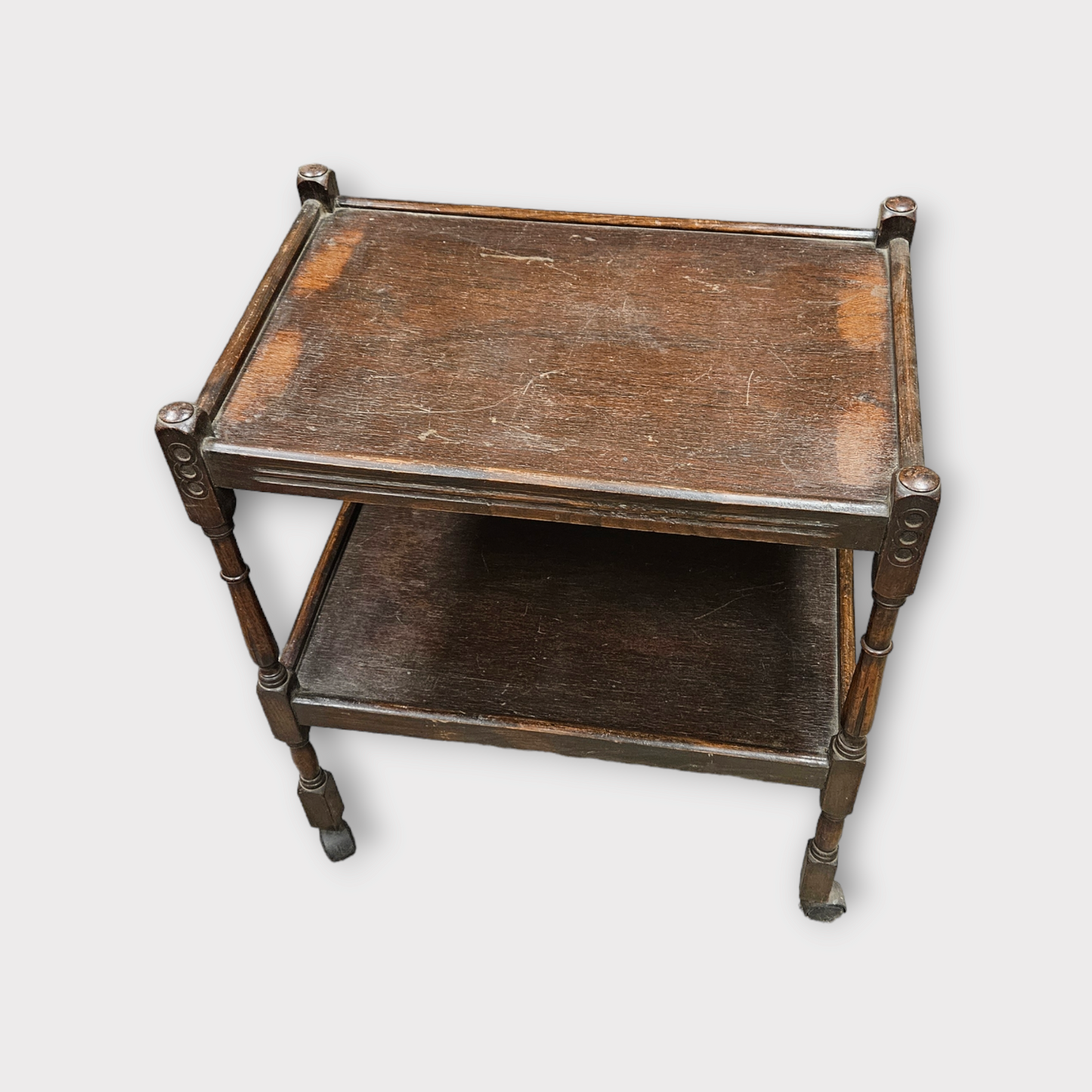 Antique Wooden Rolling Serving Table