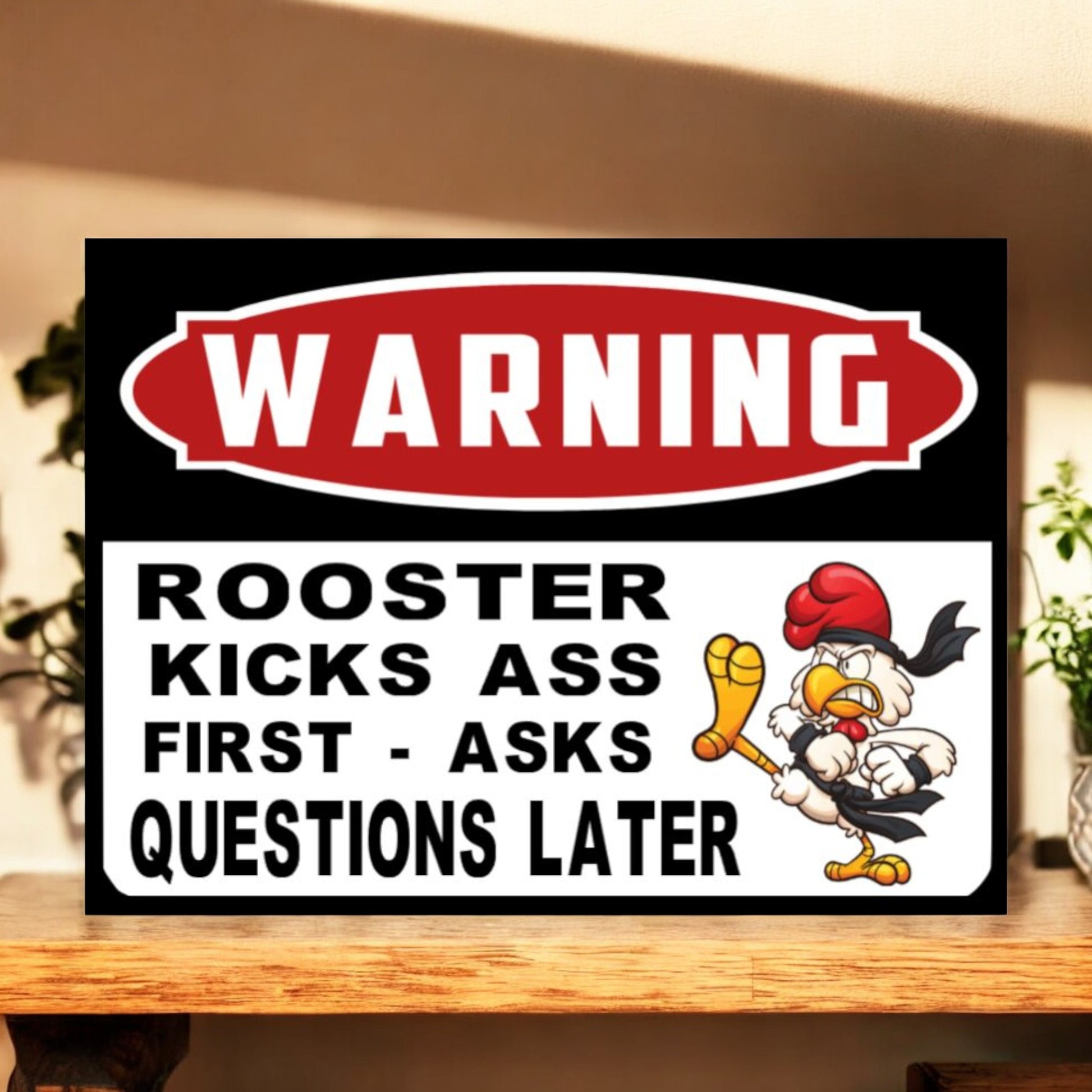 Rooster Warning Sign