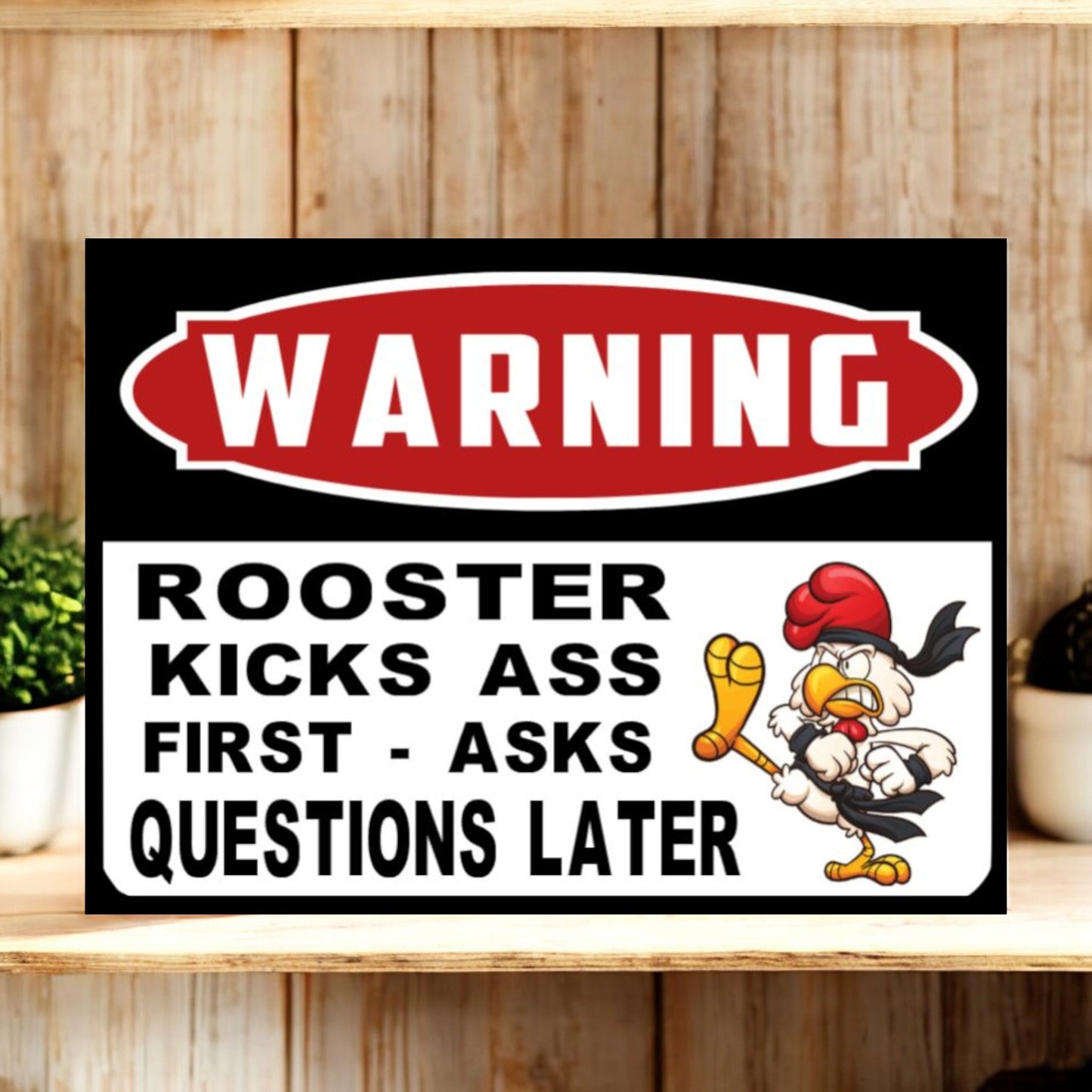 Rooster Warning Sign