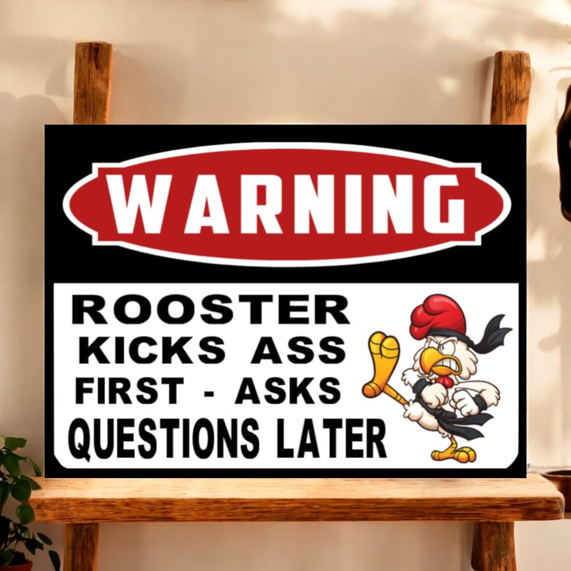 Rooster Warning Sign