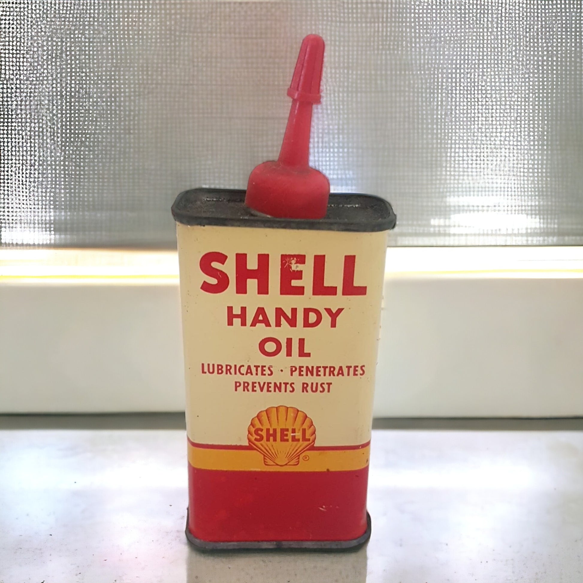 Antique Shell Handy Oil Can Houshold Oiler