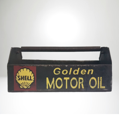 Antique Metal Tool Caddy Golden Motor Oil Tray - Wainfleet Trading Post