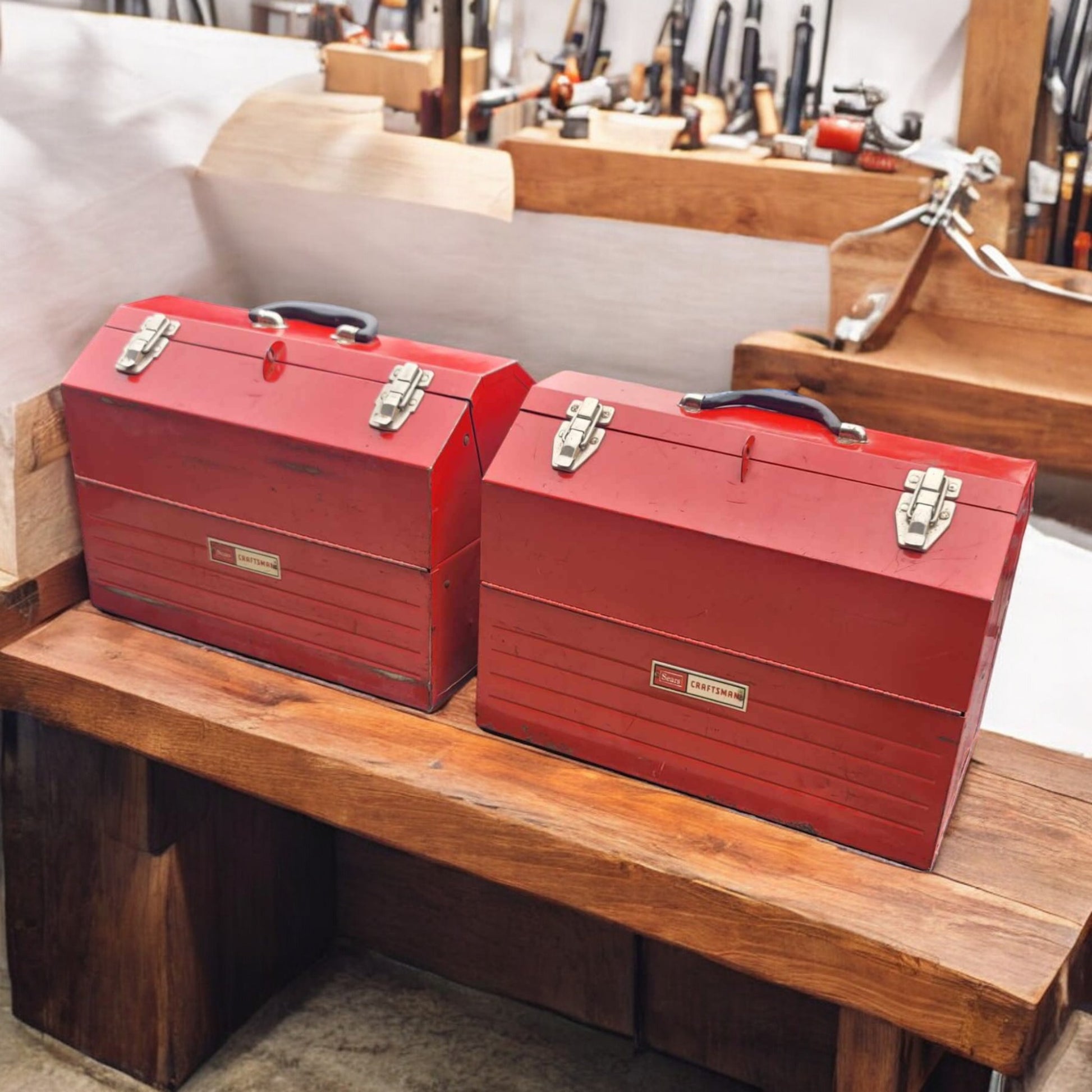 Vintage Folding Cantilever Craftsman Toolboxes