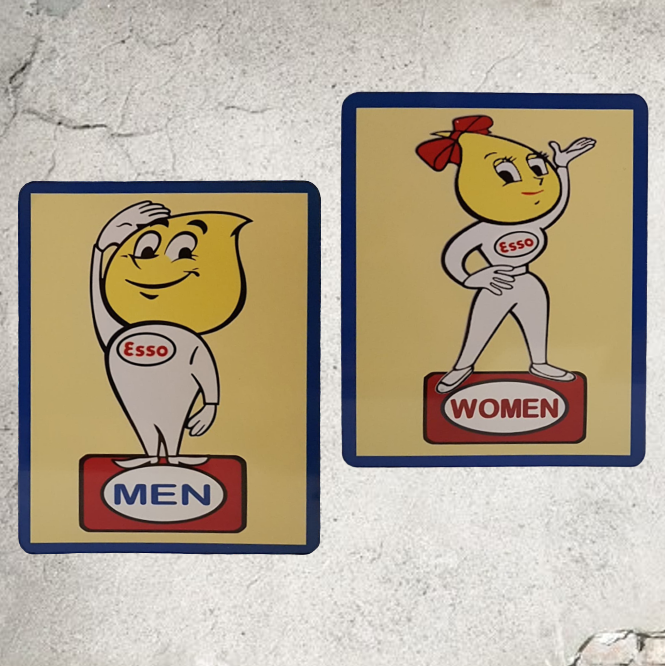 Sign Esso Oil Drop Boy & Girl Bathroom Mens and Womens Signs