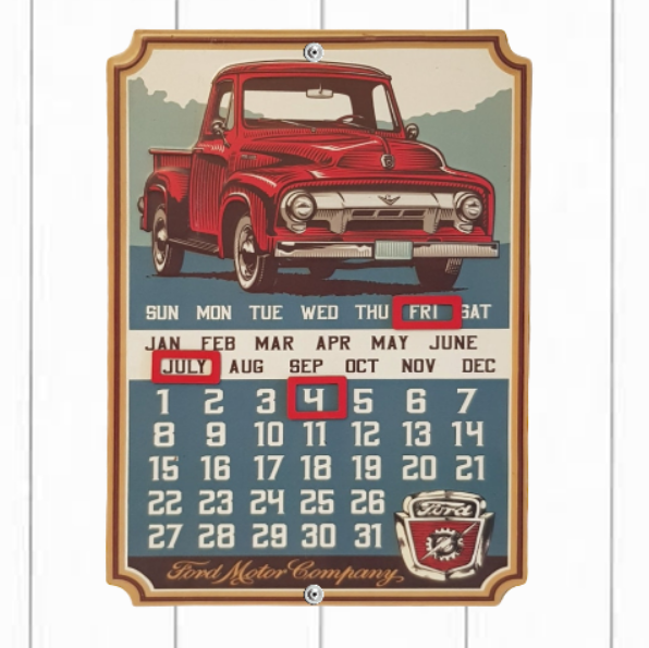 Ford Truck Metal Perpetual Calendar Metal Sign Automobile Collectible