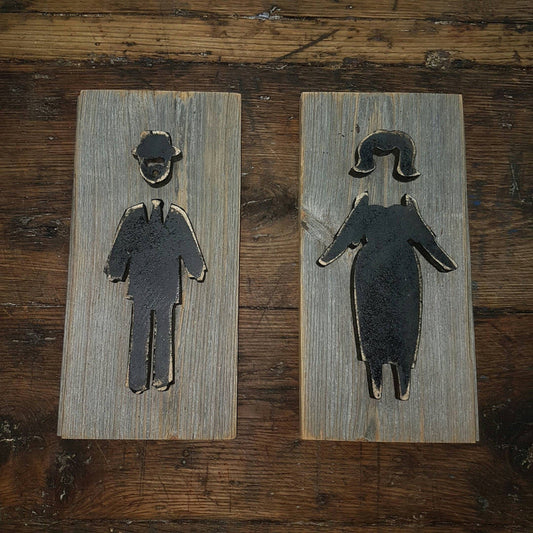 mens and womans bathroom restroom sign