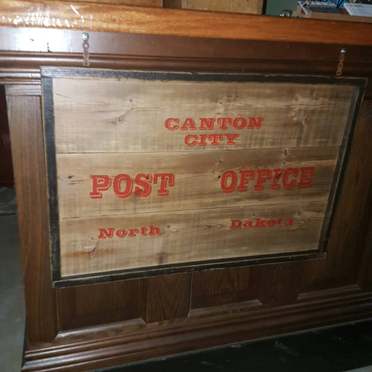 canton city north dakota wooden post office sign