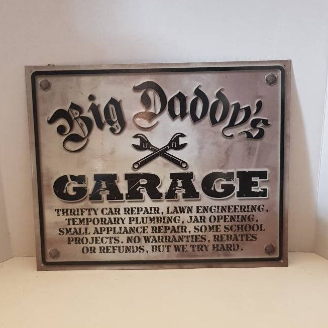 big daddy's garage metal sign