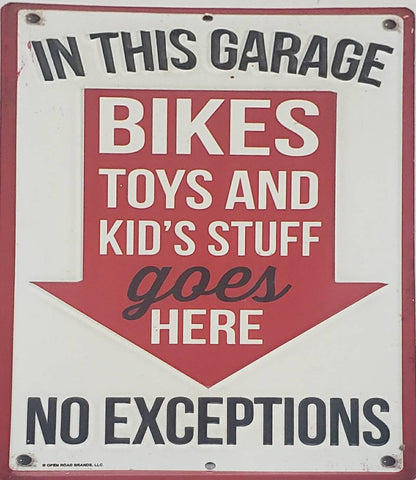 metal garage sign novelty bikes toys and kids stuff goes here