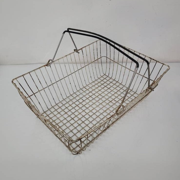 Antique Vegetable Harvesting Basket Galvanized Steel Metal sold Wire Farm Basket