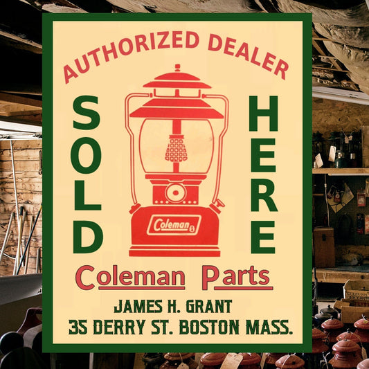 coleman sign  authorized dealer coleman parts sold here personalized