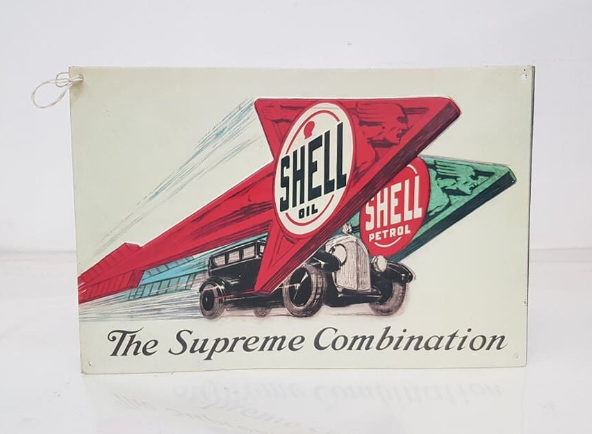 shell motor oil vintage style metal sign
