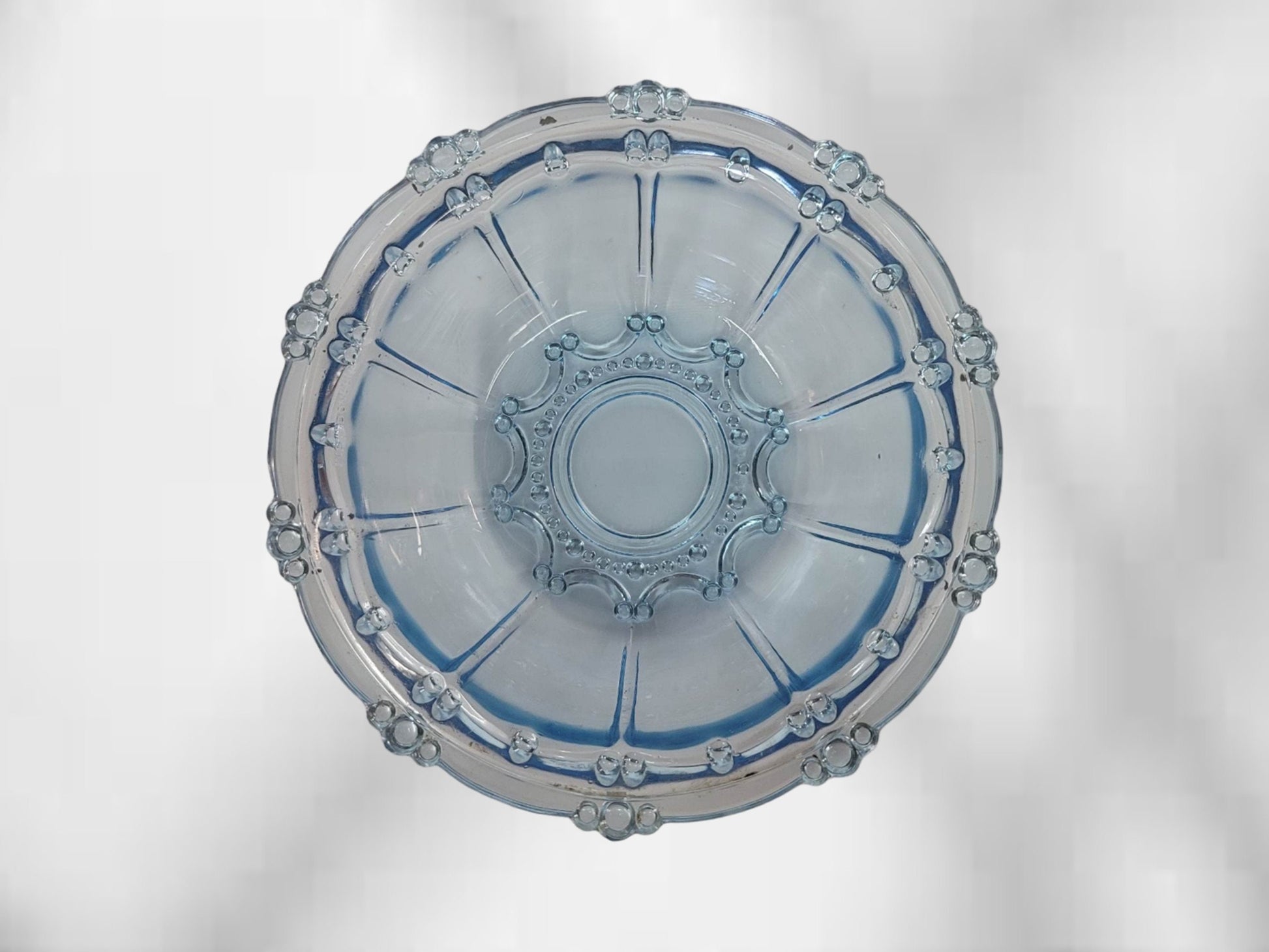 blue depression glass bowl