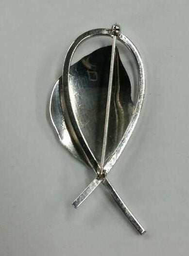 sterling silver bond boyd leaf brooch engraved leaf