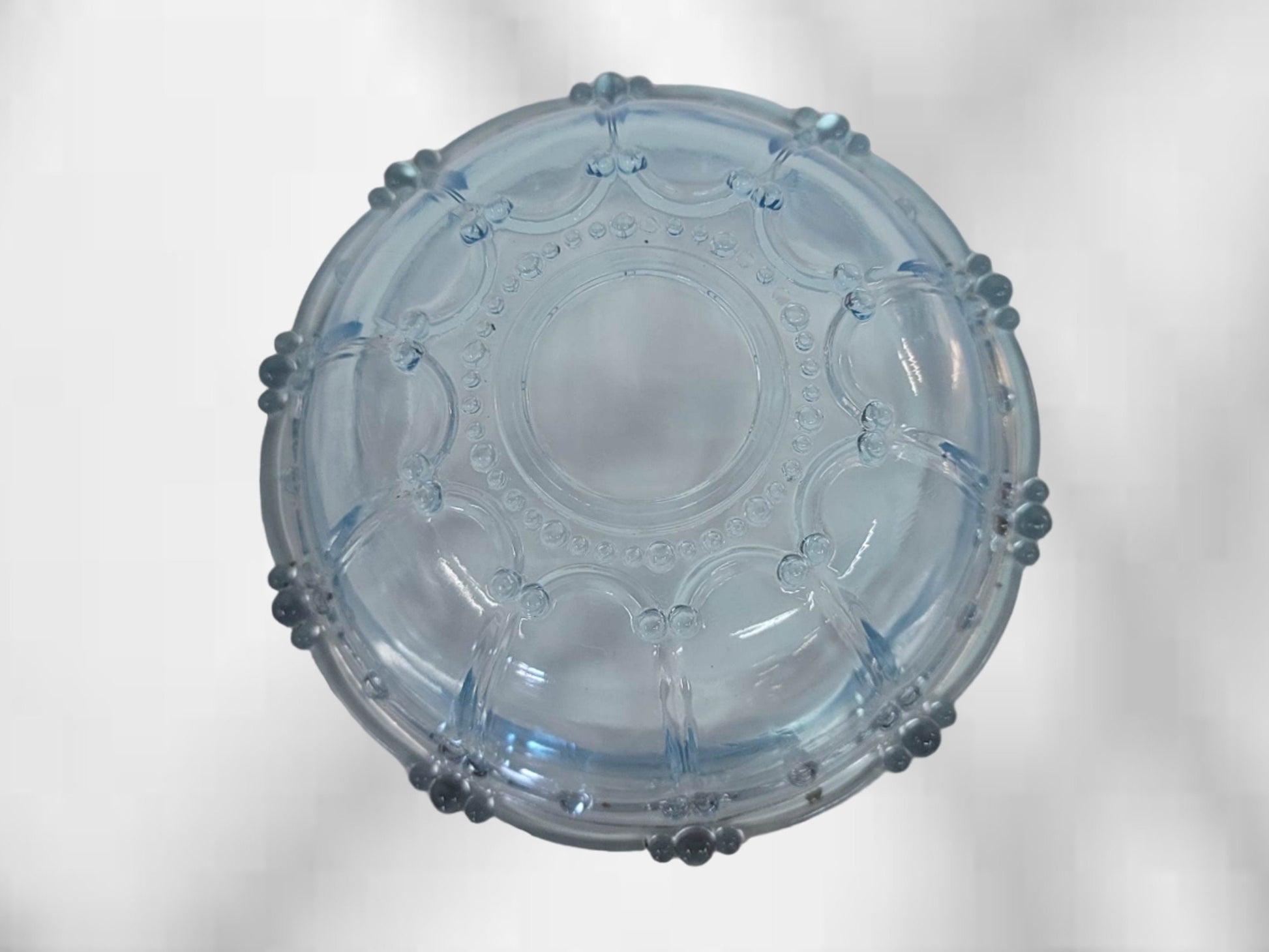 blue depression glass bowl