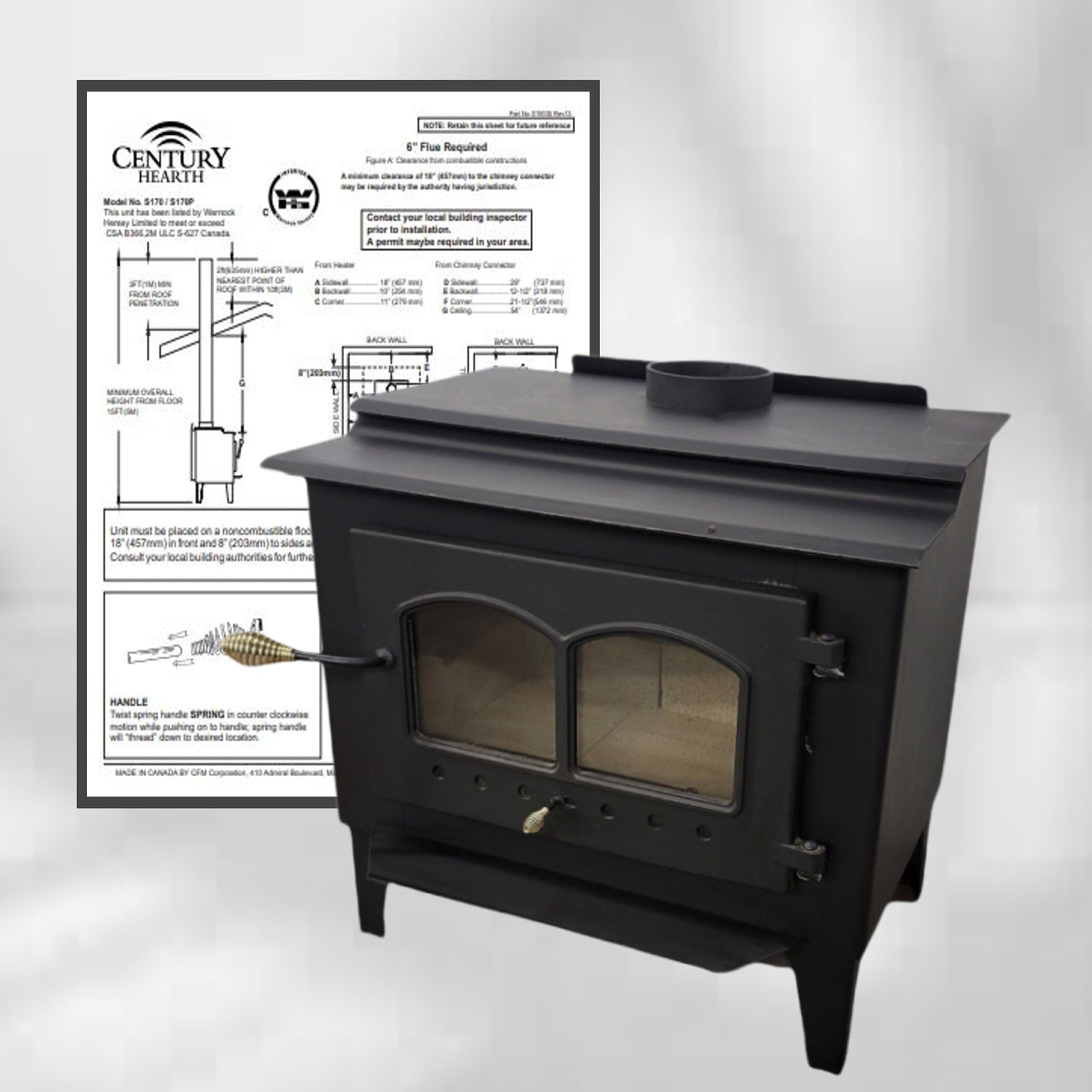 century air tight wood stove large