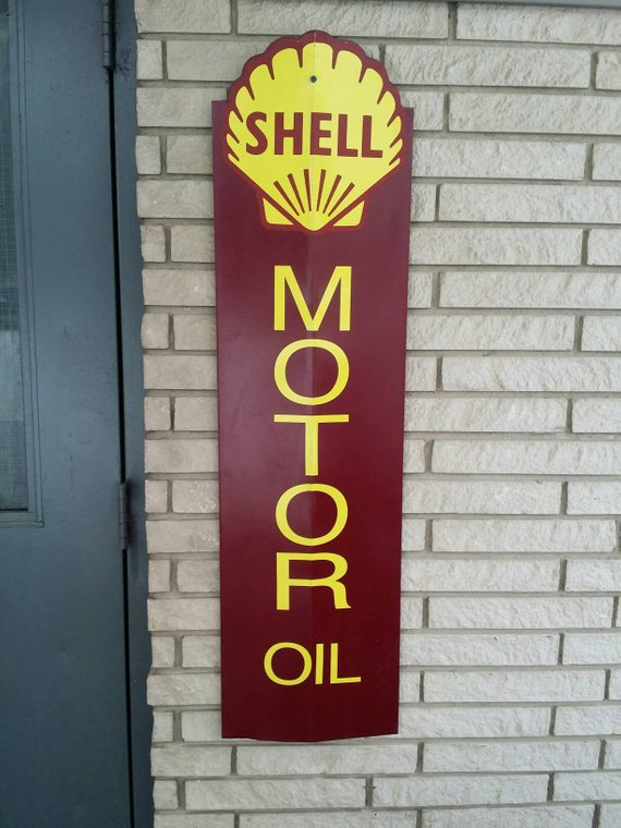 shell motor oil tin advertising sign